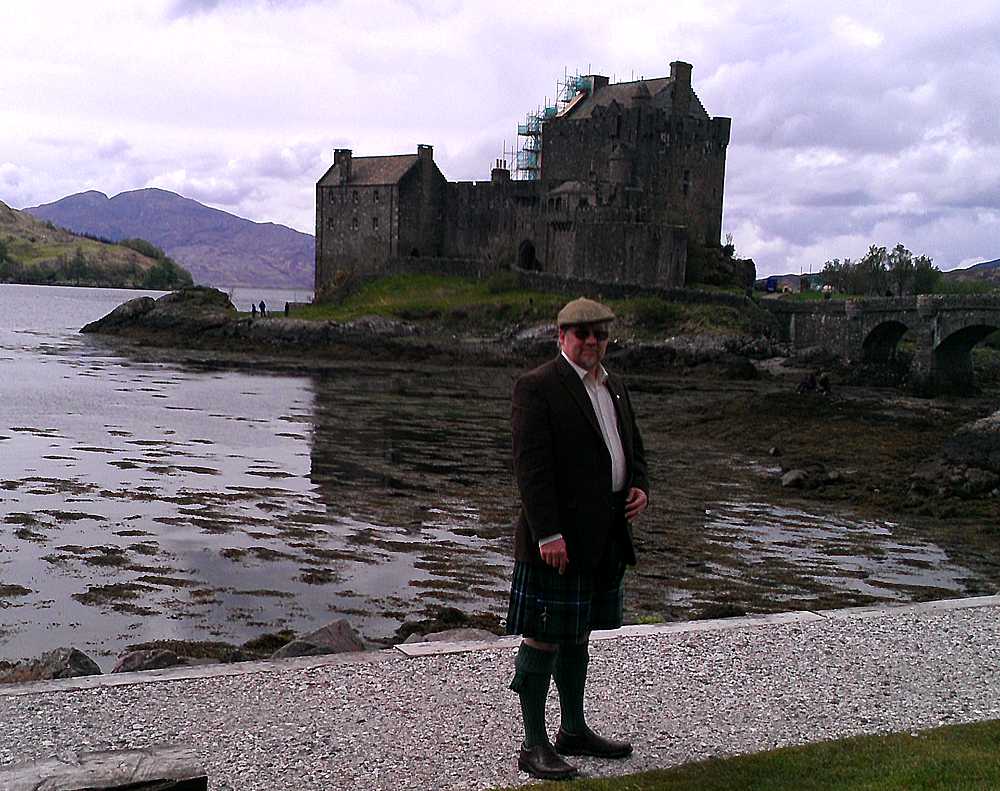 Chris at MacRae family castle in Scotland